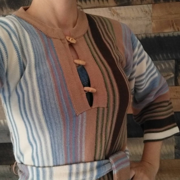 STRIPED TUNIC SWEATER 1970's 70's xxs xs - Picture 4 of 10